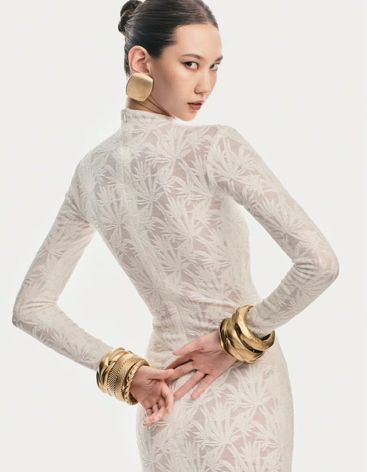 Elegant Crepe Maxi Dress - White