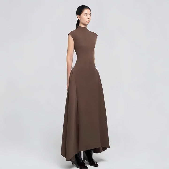 High Waist Design Sleeveless Plain Long Dress