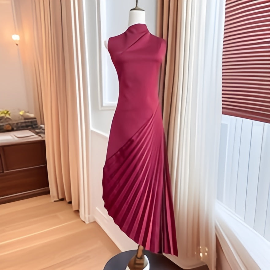Elegant Off-Shoulder Red Gown – Crepe Maxi Formal Dress for Prom & Black-Tie Events