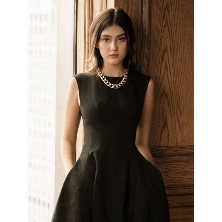 Off Shoulder Ruched Midi Dress - Black