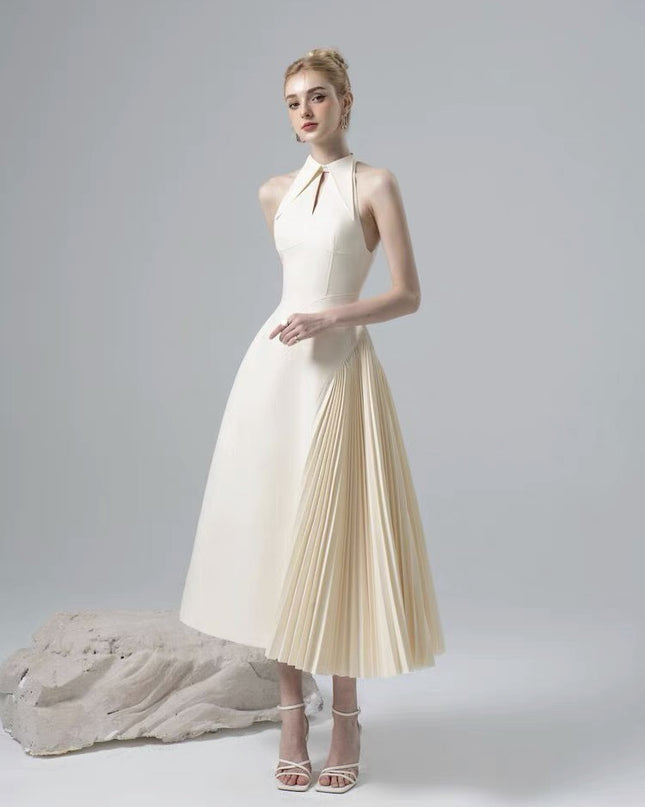 Chic Ruffled Longline Dress - Ivory