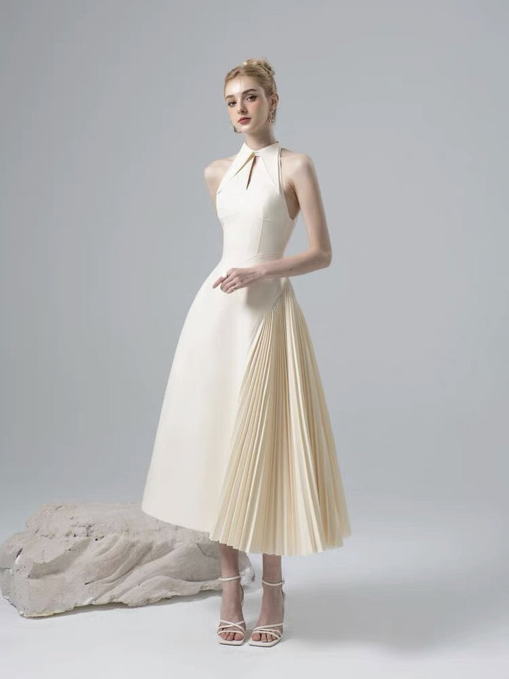 Chic Ruffled Longline Dress - Ivory