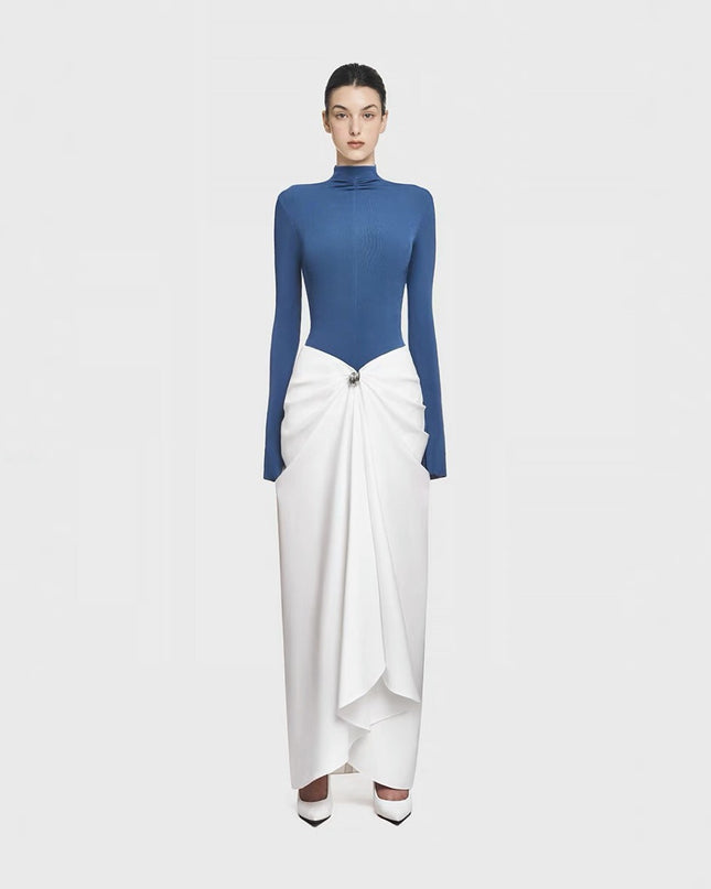 Ruched Asymmetry Sweep Dress - White