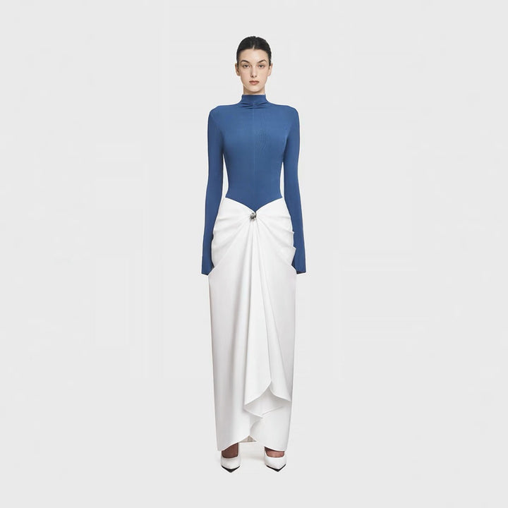 Ruched Asymmetry Sweep Dress - White