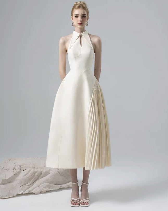Chic Ruffled Longline Dress - Ivory
