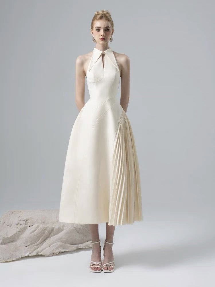 Chic Ruffled Longline Dress - Ivory