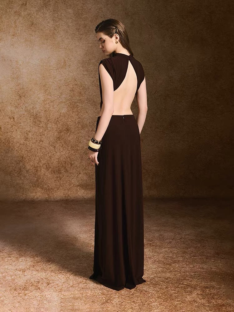 Elegant Vintage Women's Dress with Metallic Waist