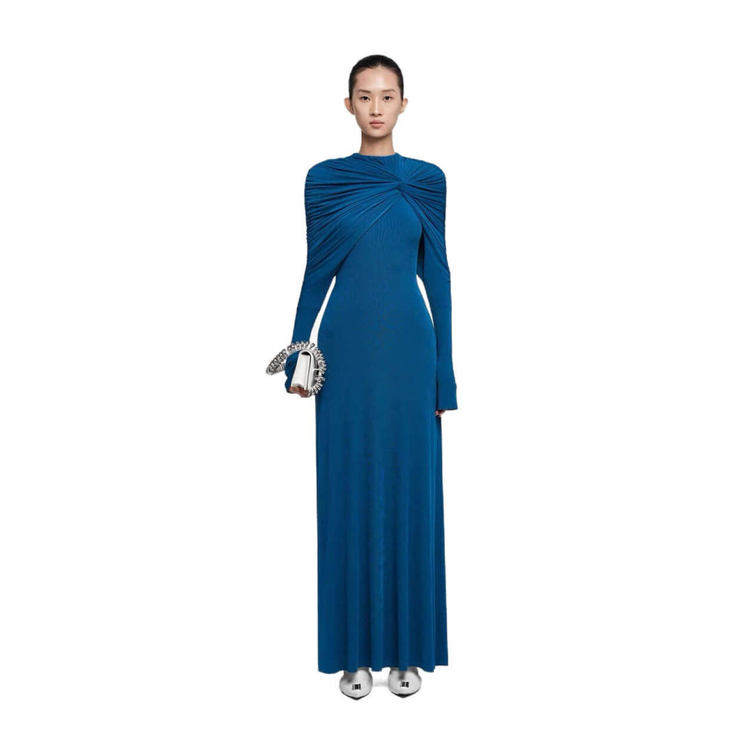 Red Elegant Floral Maxi Dress – Bodycon Long Sleeve Maxi Dress for Women