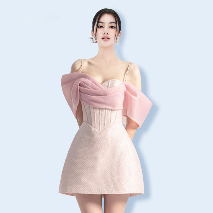 Elegant Pink Sleeveless Bandage Dress for Summer Evenings