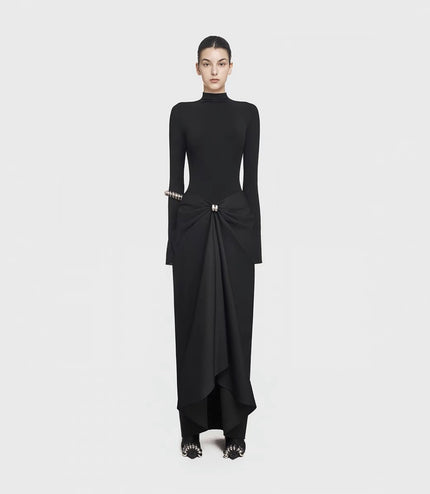 Ruched Asymmetry Sweep Dress - White