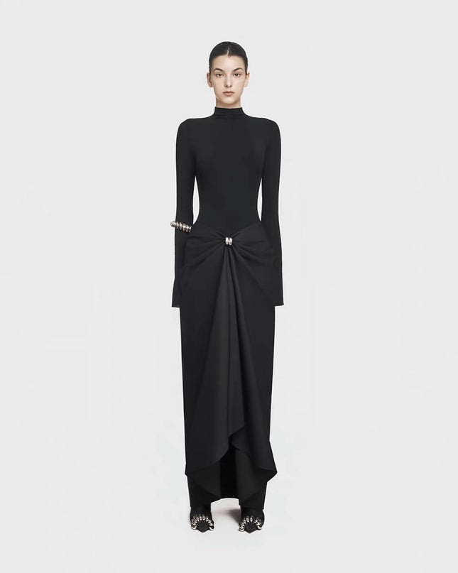 Ruched Asymmetry Sweep Dress - White