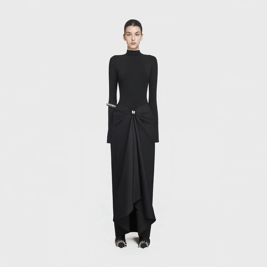 Ruched Asymmetry Sweep Dress - White