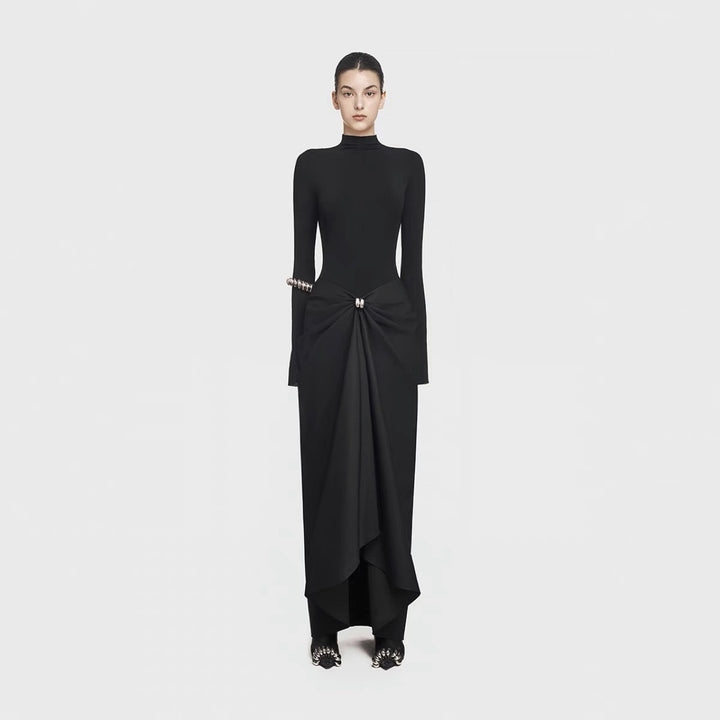 Ruched Asymmetry Sweep Dress - White