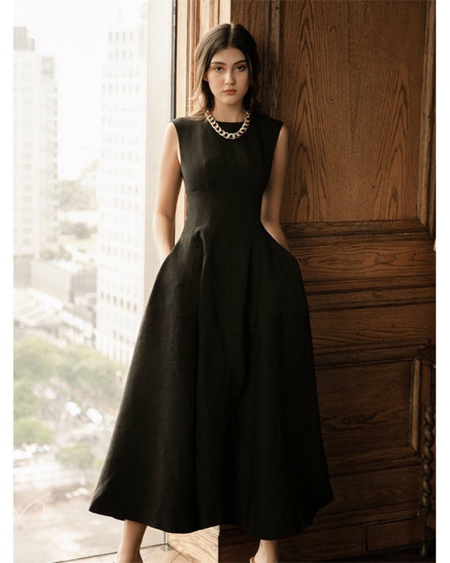 Off Shoulder Ruched Midi Dress - Black