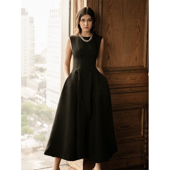 Off Shoulder Ruched Midi Dress - Black