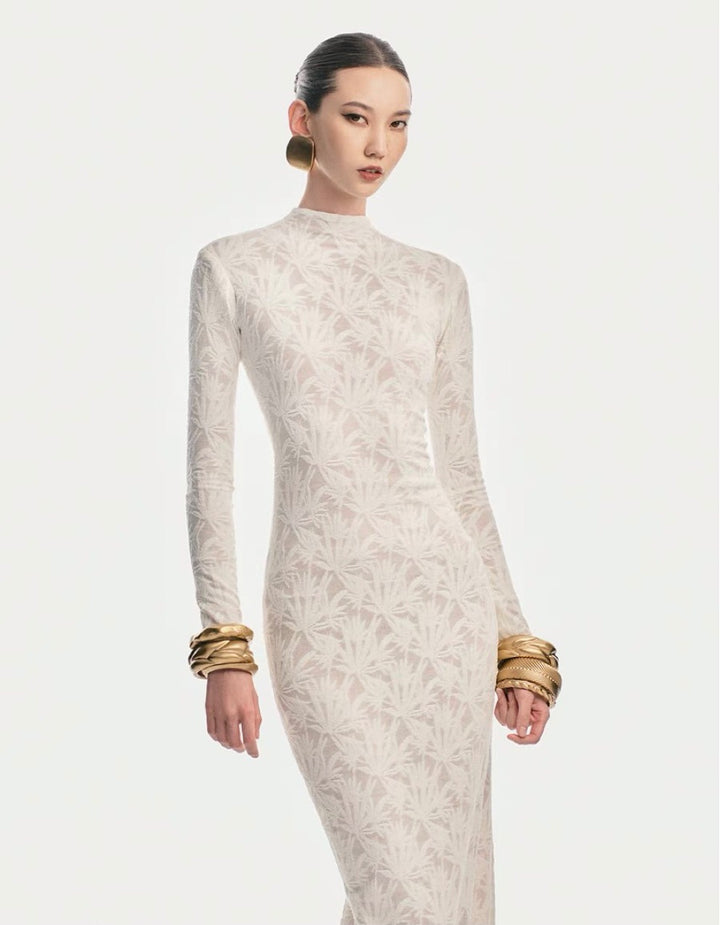 Elegant Crepe Maxi Dress - White