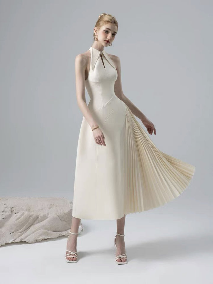 Chic Ruffled Longline Dress - Ivory