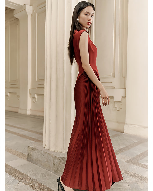 Off Shoulder Crepe Dress - Red