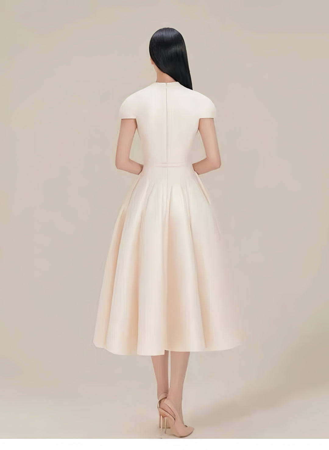 Cinched Crepe Pleated Dress - Champagne