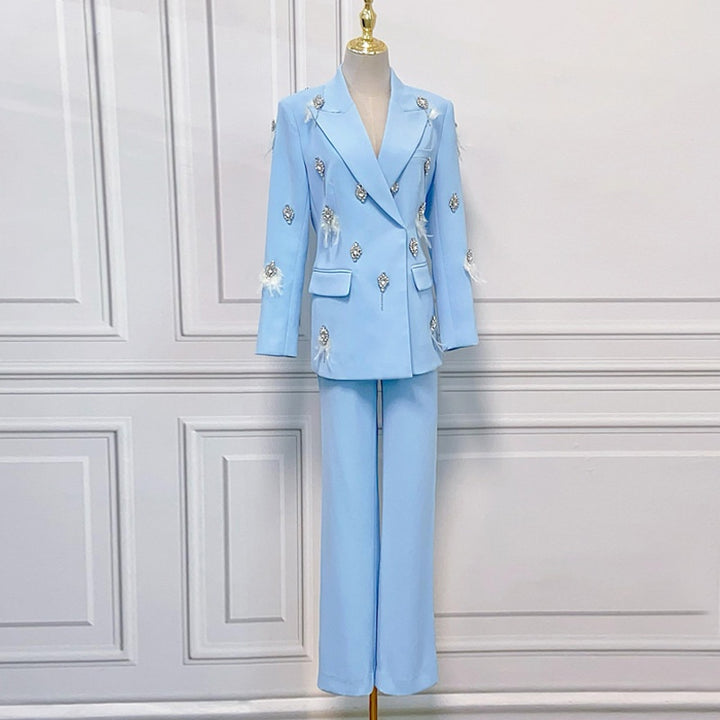 2025 Luxury Designer Feather-Embellished Dress Set for Women
