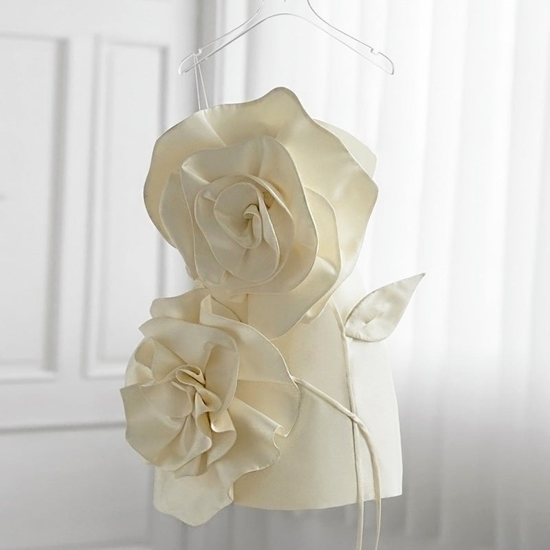 Elegant 3D Flower Embellished Dress - Timeless Beauty for Every Occasion