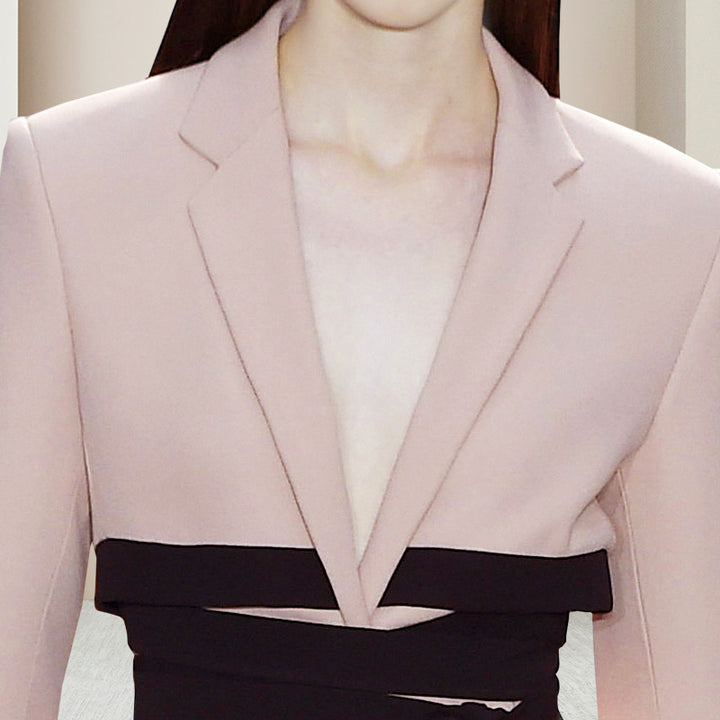 Pink Chic Lace-Up Dress Suit with Drawstring Waist for Elegant Office Wear