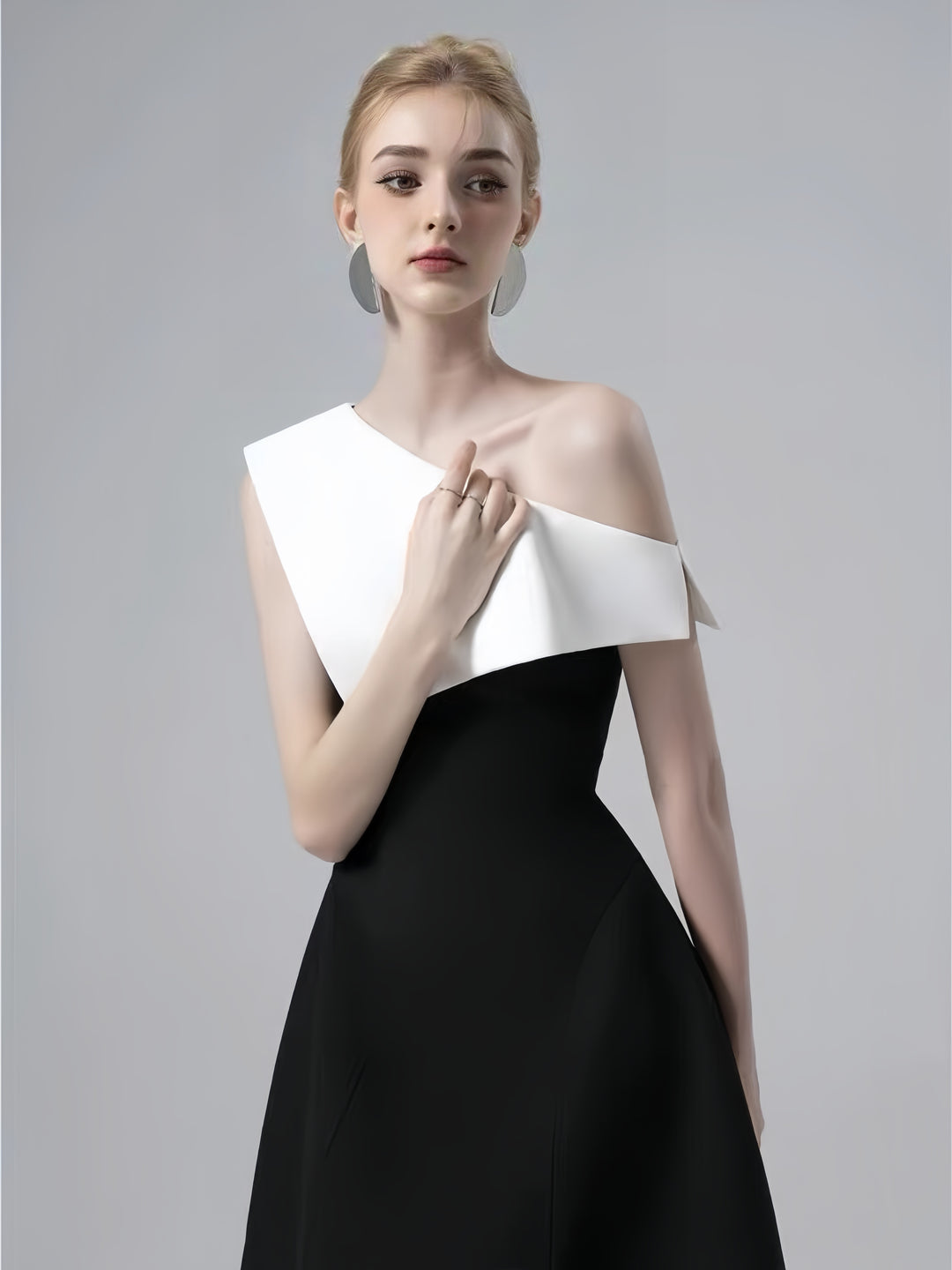 Off Shoulder Asymmetric Dress - Black