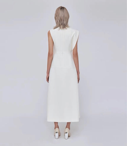 Off Shoulder Crepe Maxi Dress - White