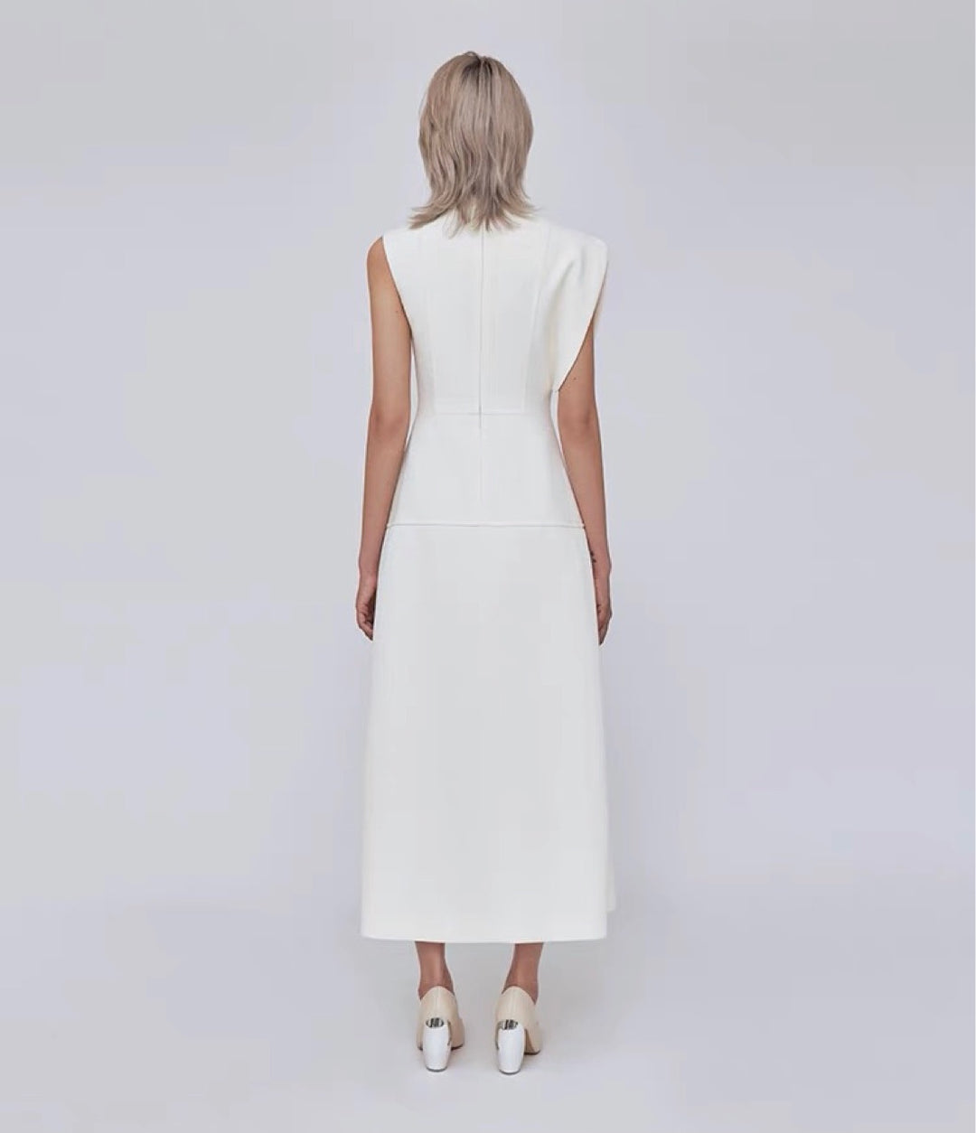 Off Shoulder Crepe Maxi Dress - White