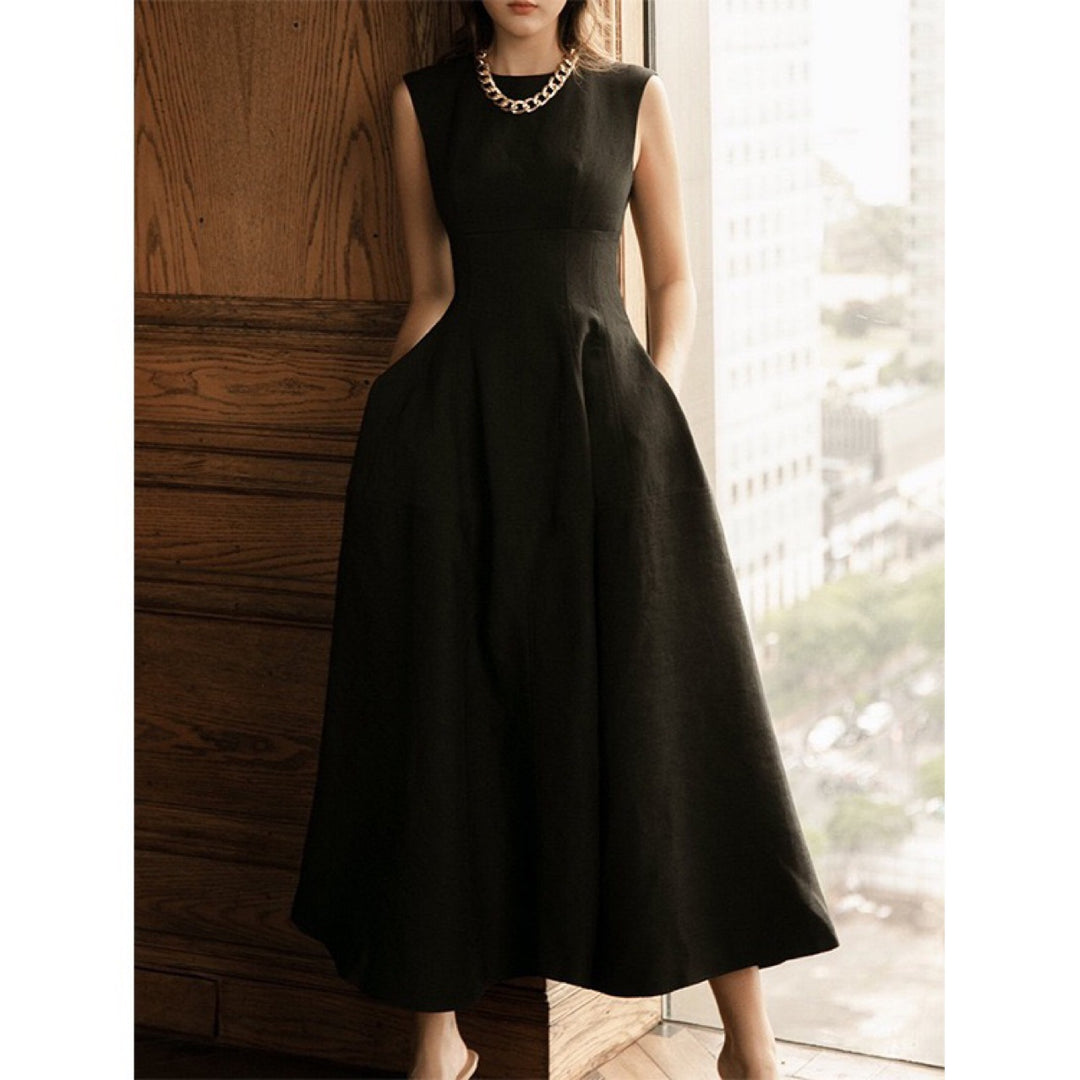 Off Shoulder Ruched Midi Dress - Black
