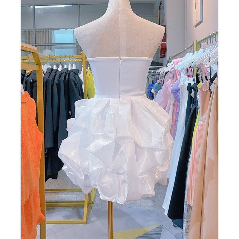 Elegant Strapless 3D Flower Evening Dress for Party