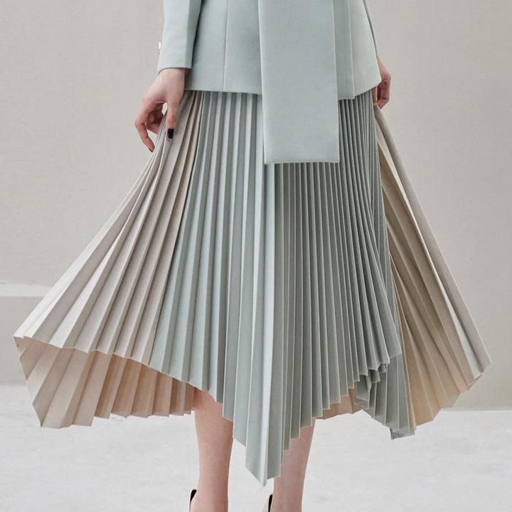 Elegant Dress with Pleated Hem & Blazer | Autumn Fashion