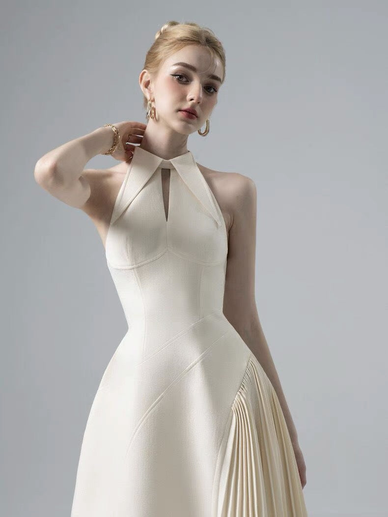 Chic Ruffled Longline Dress - Ivory