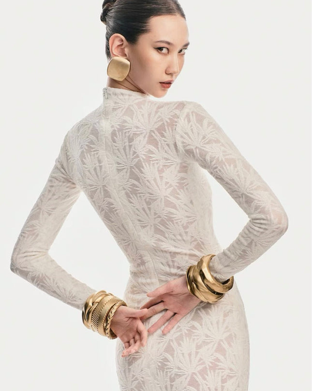 Elegant Crepe Maxi Dress - White