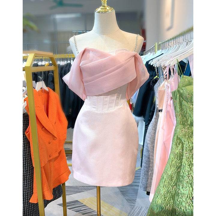 Elegant Pink Sleeveless Bandage Dress for Summer Evenings
