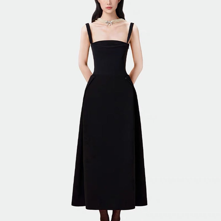 Elegant Black Strap Dress