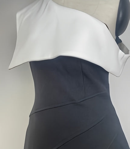 Off Shoulder Asymmetric Dress - Black