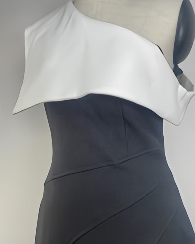 Off Shoulder Asymmetric Dress - Black