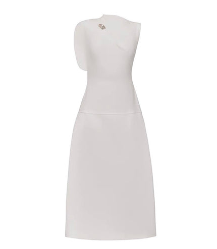 Off Shoulder Crepe Maxi Dress - White