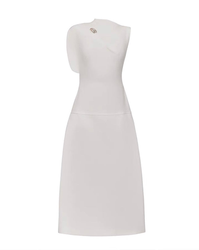 Off Shoulder Crepe Maxi Dress - White