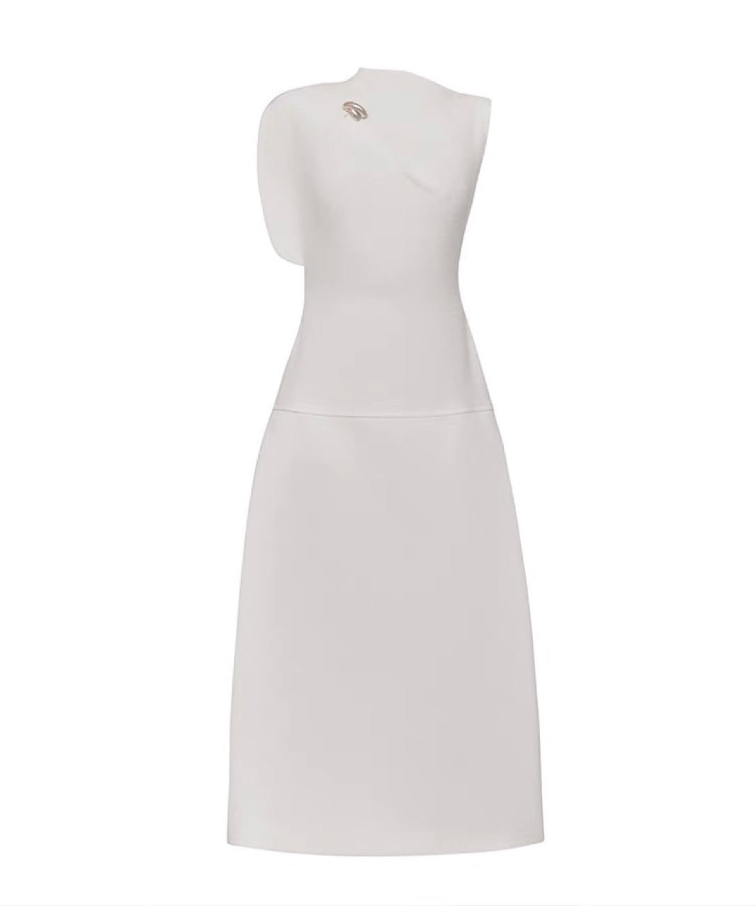 Off Shoulder Crepe Maxi Dress - White