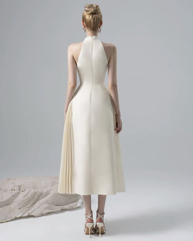 Chic Ruffled Longline Dress - Ivory
