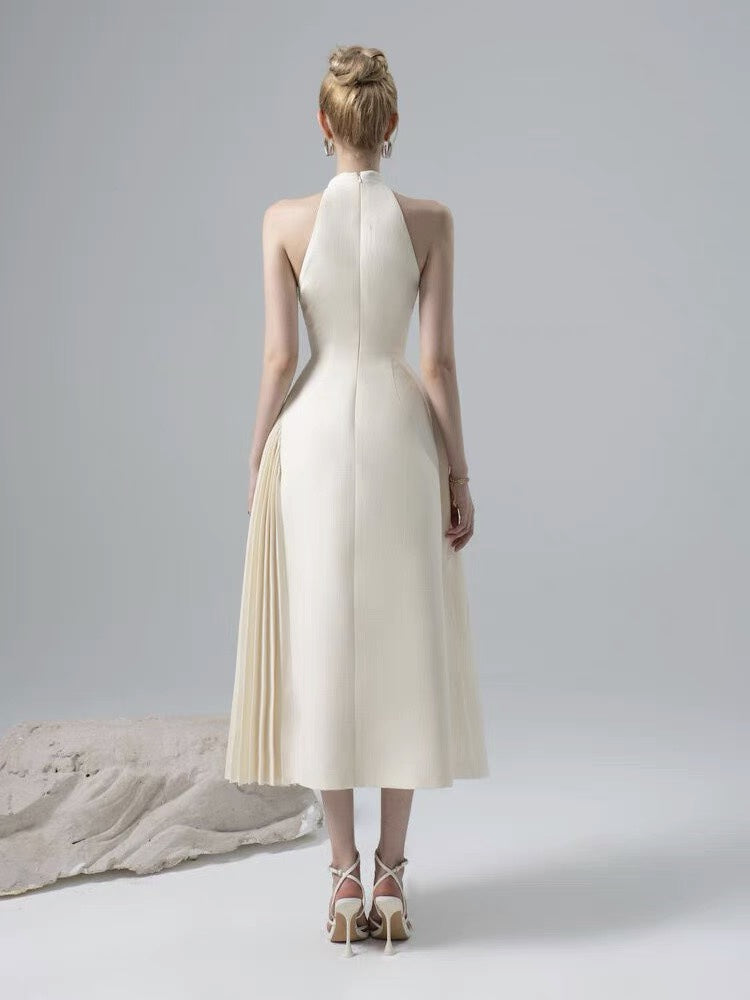 Chic Ruffled Longline Dress - Ivory