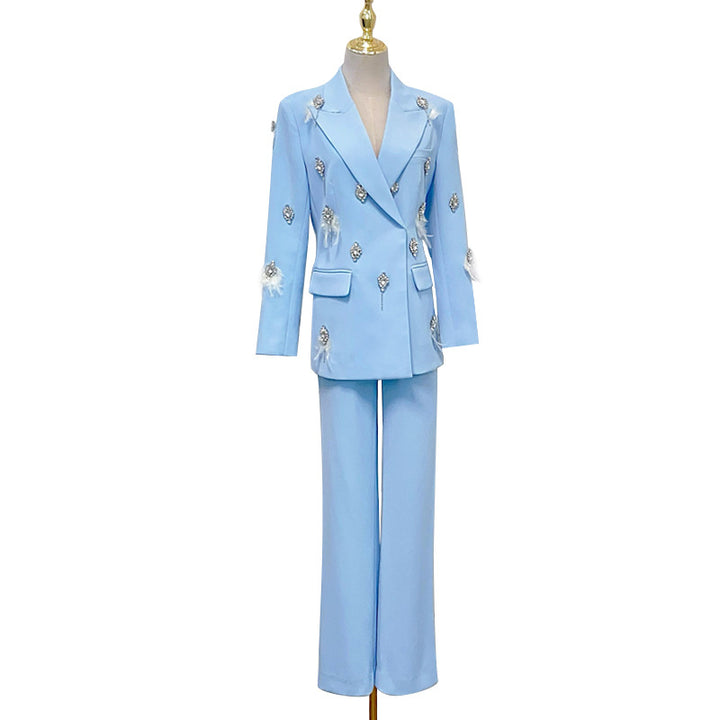 2025 Luxury Designer Feather-Embellished Dress Set for Women
