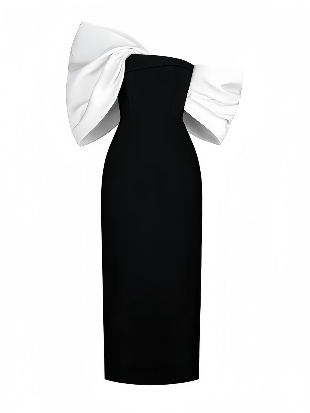 Elegant Bow-Sleeve Dress - Black