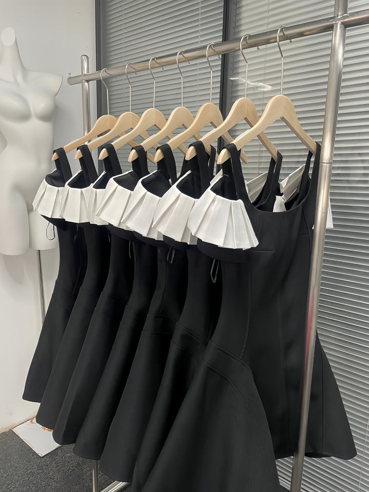 Off Shoulder Ruffled High-Waist Dress - Black