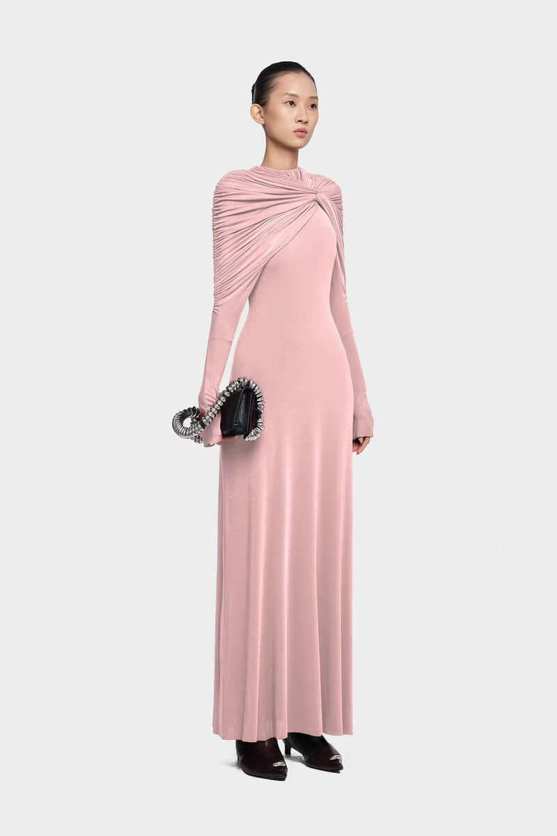 Red Elegant Floral Maxi Dress – Bodycon Long Sleeve Maxi Dress for Women