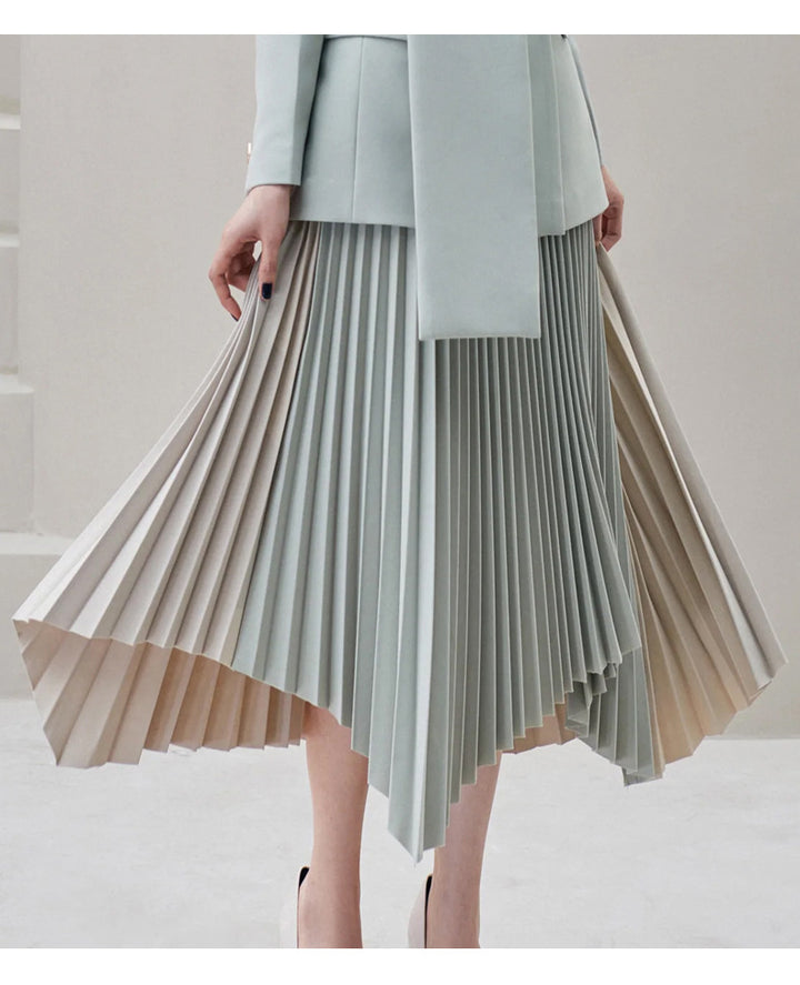 Elegant Dress with Pleated Hem & Blazer | Autumn Fashion