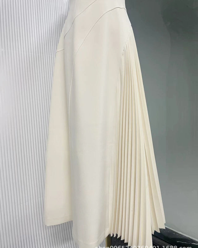 Chic Ruffled Longline Dress - Ivory