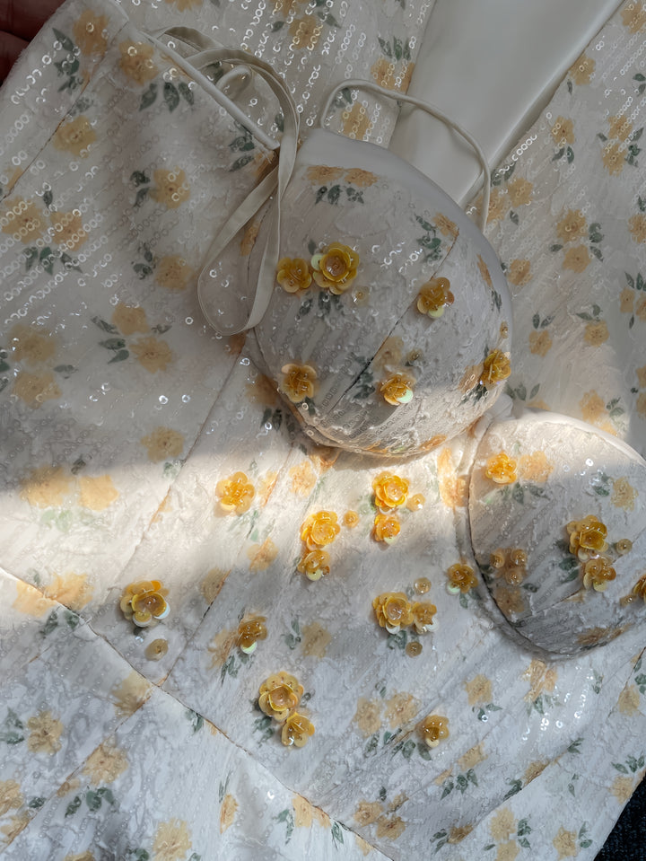 Floral Satin Maxi Dress - Ivory